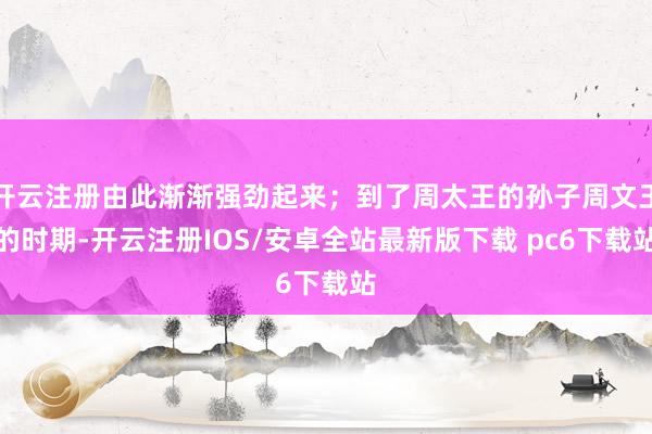 开云注册由此渐渐强劲起来;到了周太王的孙子周文王的时期-开云注册IOS/安卓全站最新版下载 pc6下载站